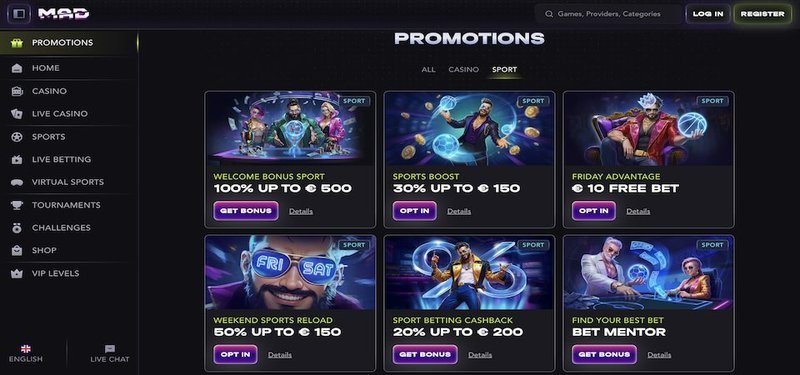 Madcasino tours gratuits, madcasino app